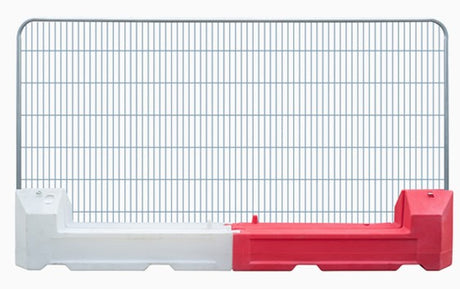 Slot Blok barrier holding mesh fence on white background